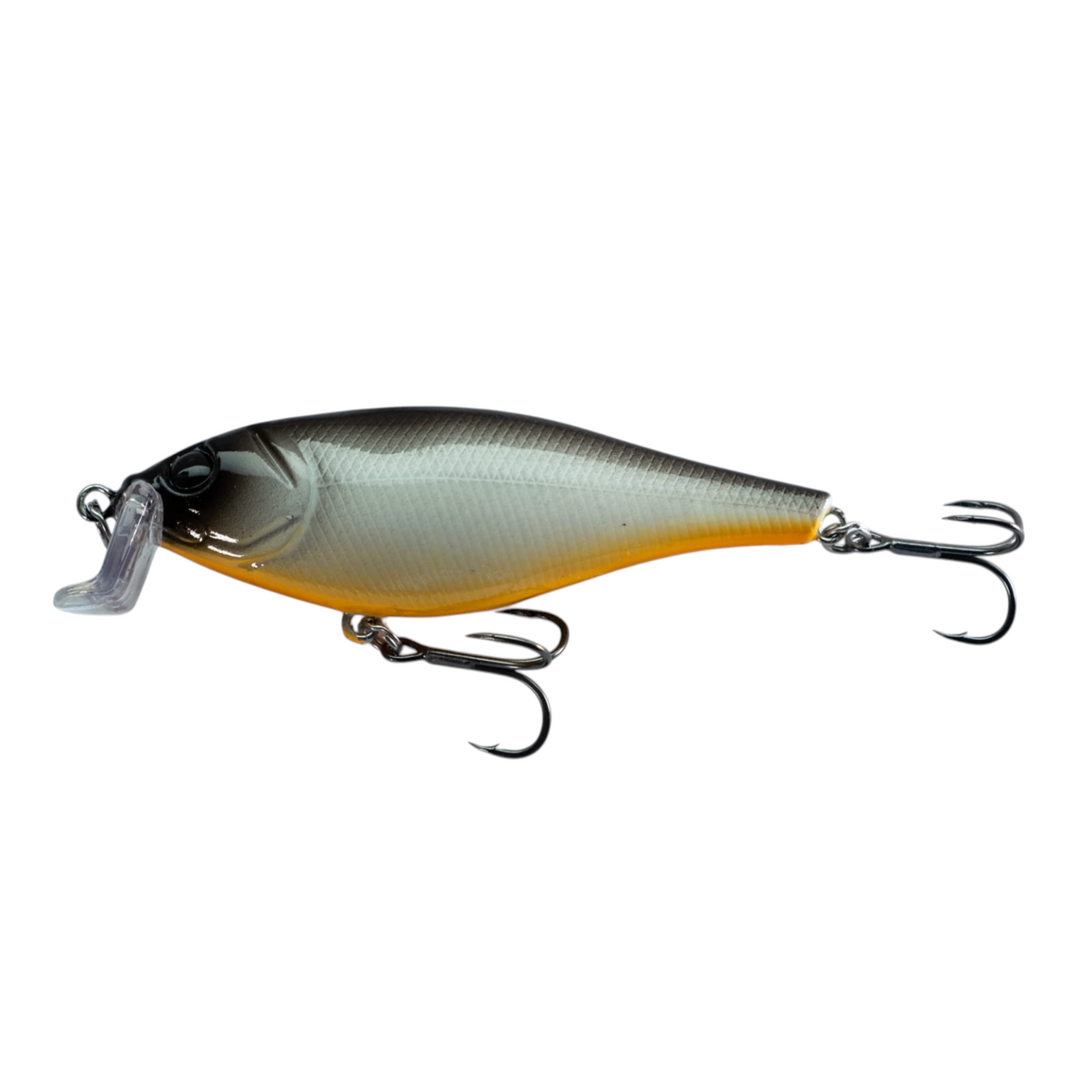 Fish-ing.net KG DONAURÄUBER Wobbler in Grau und Orange mit zwei Drillingen für flache Gewässer