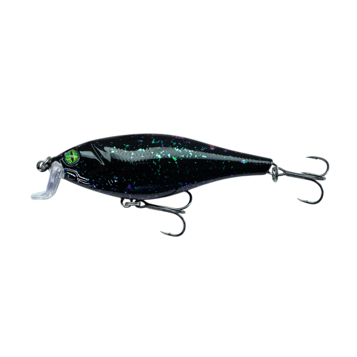 Fish-ing.net KG DONAURÄUBER Wobbler in Schwarz mit Glitzer-Finish, 105mm schwimmender Kunstköder für flache Gewässer