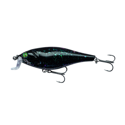 Fish-ing.net KG DONAURÄUBER Wobbler in Schwarz mit Glitzer-Finish, 105mm schwimmender Kunstköder für flache Gewässer