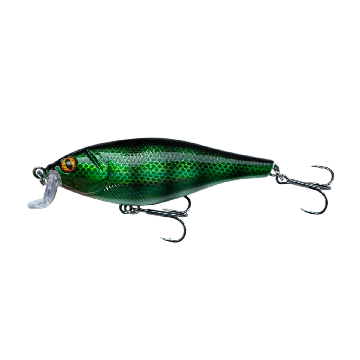 Fish-ing.net KG DONAURÄUBER Wobbler in Grün mit Schuppenmuster, 105mm schwimmender Kunstköder für flache Gewässer