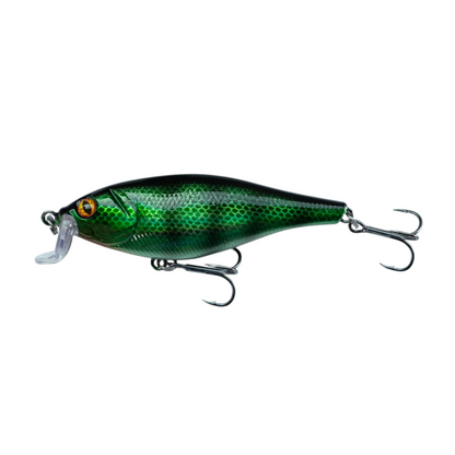 Fish-ing.net KG DONAURÄUBER Wobbler in Grün mit Schuppenmuster, 105mm schwimmender Kunstköder für flache Gewässer