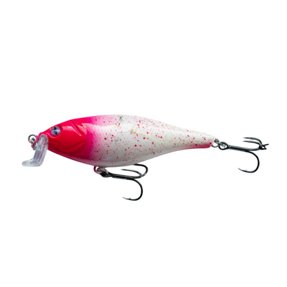 Fish-ing.net KG DONAURÄUBER Wobbler in Pink und Weiß mit Sprenkeln, 105mm schwimmender Kunstköder für flache Gewässer