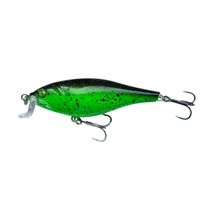 Fish-ing.net KG DONAURÄUBER Wobbler in Grün mit schwarzem Rücken, 105mm schwimmender Kunstköder für flache Gewässer
