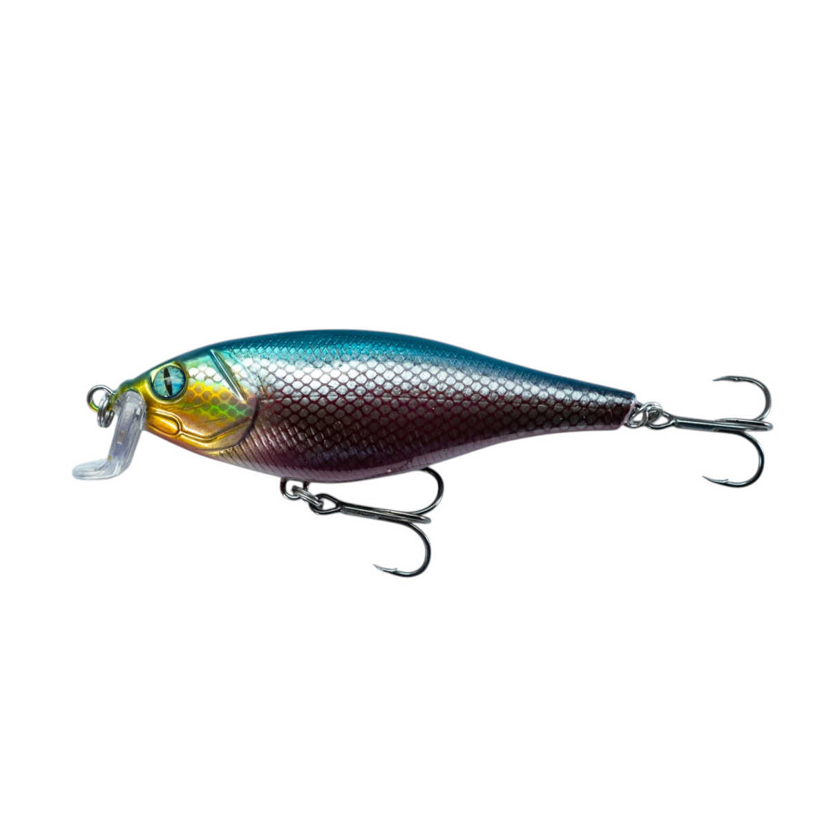 Fish-ing.net KG DONAURÄUBER Wobbler in blau-lila mit Schuppenmuster und Tauchschaufel für flaches Gewässer