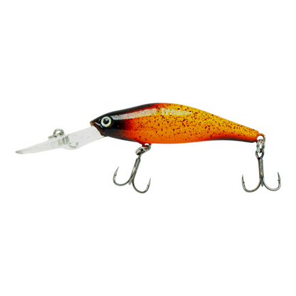 Fish-ing.net KG TIEFENLÄUFER Wobbler in Orange und Schwarz mit langer Tauchschaufel für das Angeln in der Tiefe