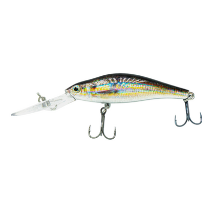 Fish-ing.net KG TIEFENLÄUFER Wobbler mit langer Tauchschaufel für 2-3m Tiefe, 85mm lang, silber-schimmerndes Design
