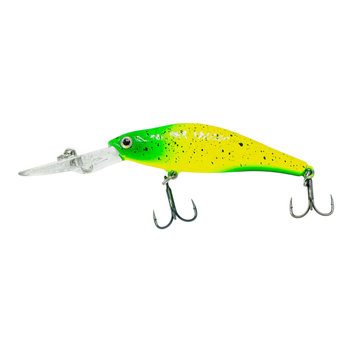 Fish-ing.net KG TIEFENLÄUFER Wobbler in Gelb-Grün mit langer Tauchschaufel für tiefes Angeln