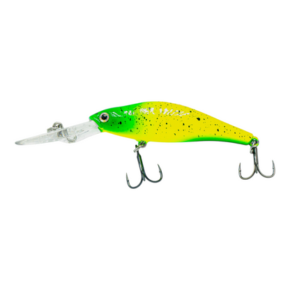 Fish-ing.net KG TIEFENLÄUFER Wobbler in Gelb-Grün mit langer Tauchschaufel für tiefes Angeln