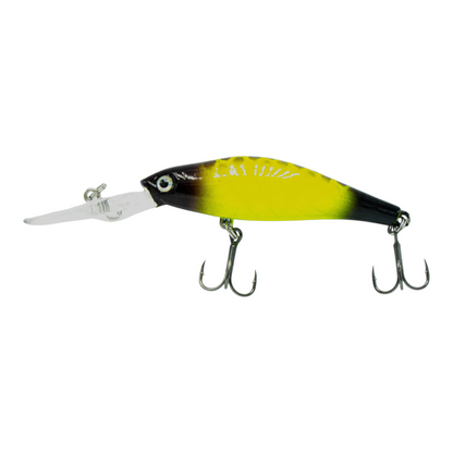 Fish-ing.net KG TIEFENLÄUFER Wobbler in Gelb-Schwarz mit langer Tauchschaufel für das Angeln in 2-3m Tiefe
