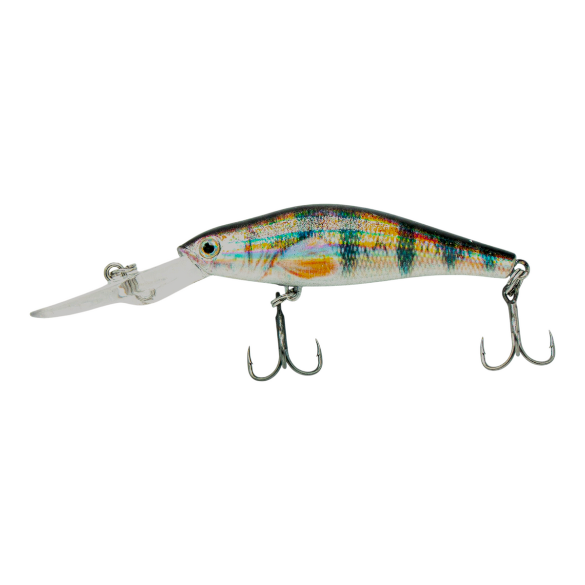 Fish-ing.net KG TIEFENLÄUFER Wobbler mit Barsch-Dekor, 85mm lang, für tiefes Wasser mit langer Tauchschaufel