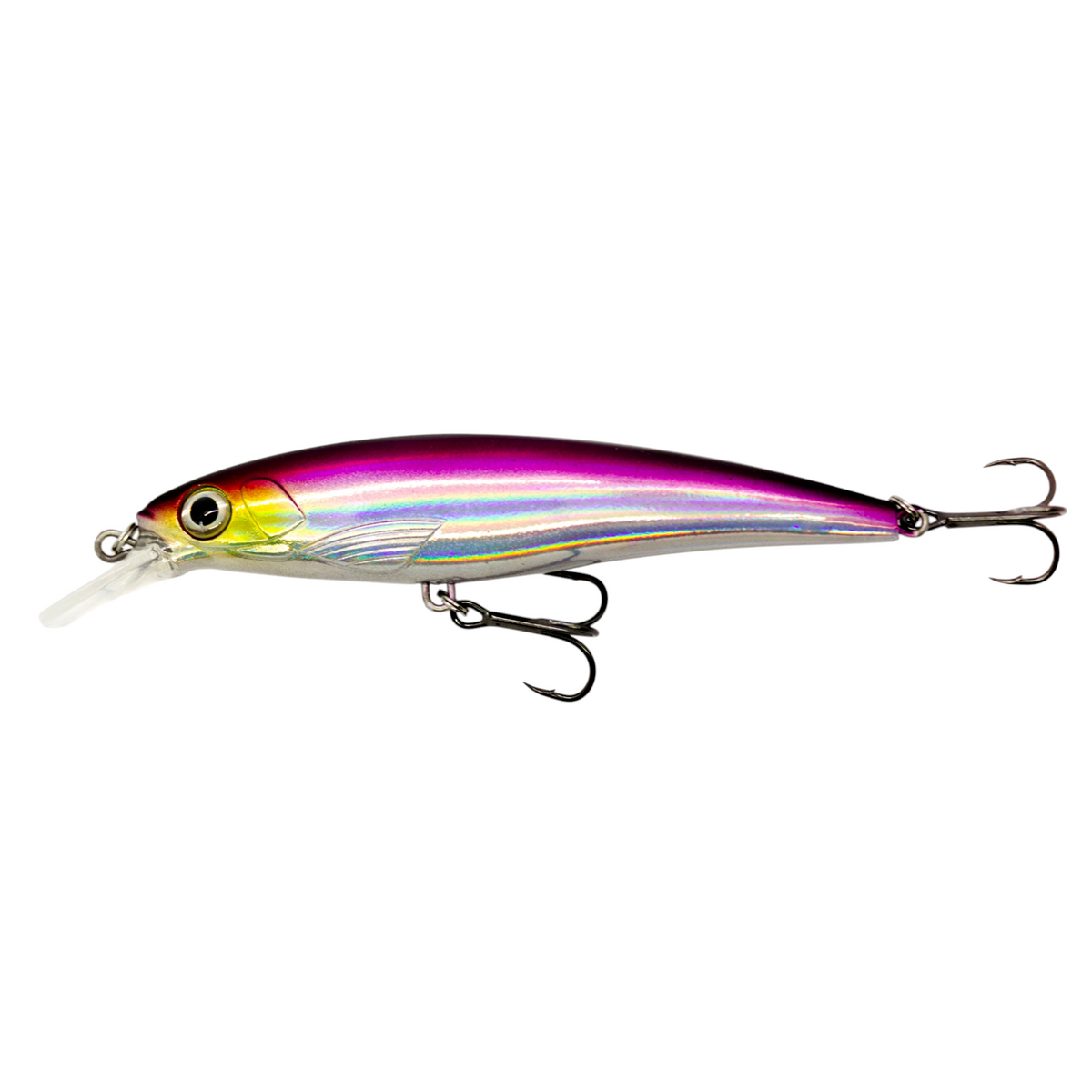 Fish-ing.net KG DONAURÄUBER-Z schwimmender Wobbler in Lila und Silber mit Long-Cast-System für Raubfische