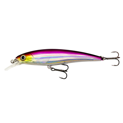 Fish-ing.net KG DONAURÄUBER-Z schwimmender Wobbler in Lila und Silber mit Long-Cast-System für Raubfische