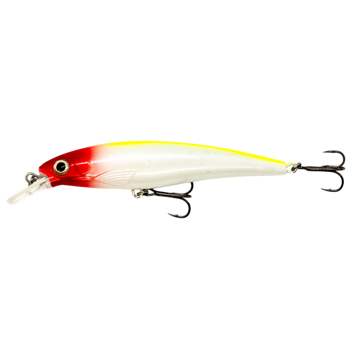 Fish-ing.net KG DONAURÄUBER-Z schwimmender Wobbler in Rot-Weiß-Gelb mit Long-Cast-System für Raubfische