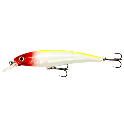 Fish-ing.net KG DONAURÄUBER-Z schwimmender Wobbler in Rot-Weiß-Gelb mit Long-Cast-System für Raubfische