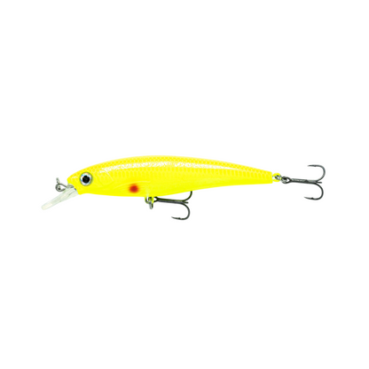 Fish-ing.net KG DONAURÄUBER-Z schwimmender Wobbler in leuchtendem Gelb mit Long-Cast-System für Raubfische
