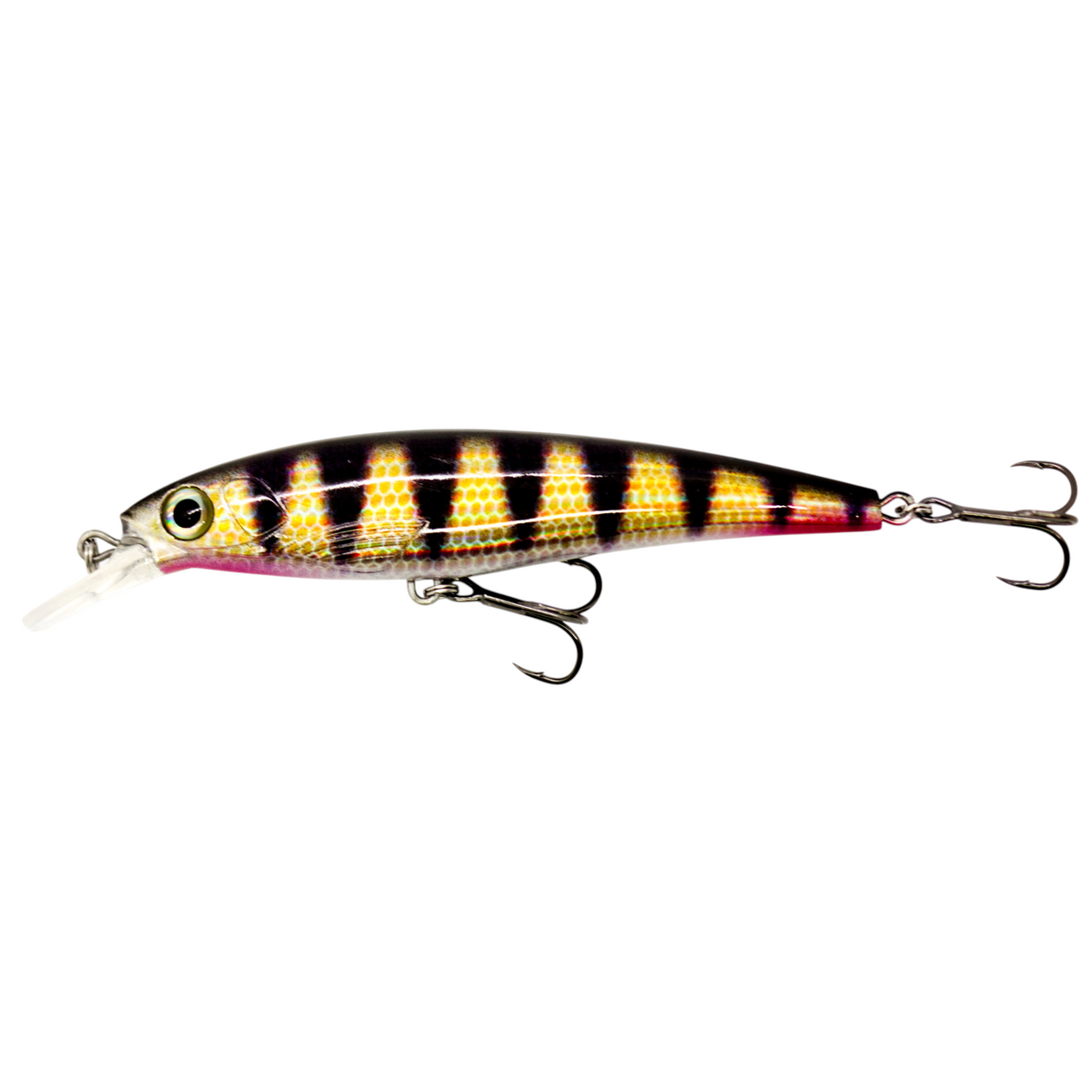 Fish-ing.net KG DONAURÄUBER-Z schwimmender Wobbler mit Barsch-Dekor, Long-Cast-System und zwei scharfen Drillingen