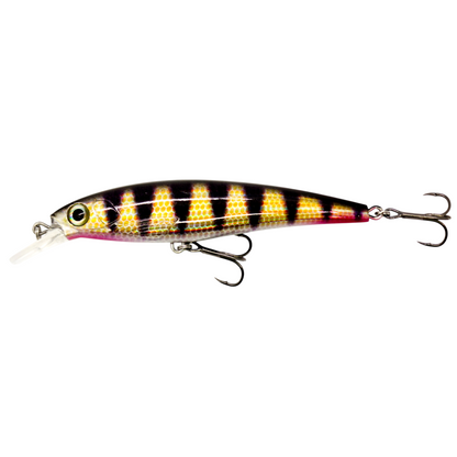 Fish-ing.net KG DONAURÄUBER-Z schwimmender Wobbler mit Barsch-Dekor, Long-Cast-System und zwei scharfen Drillingen