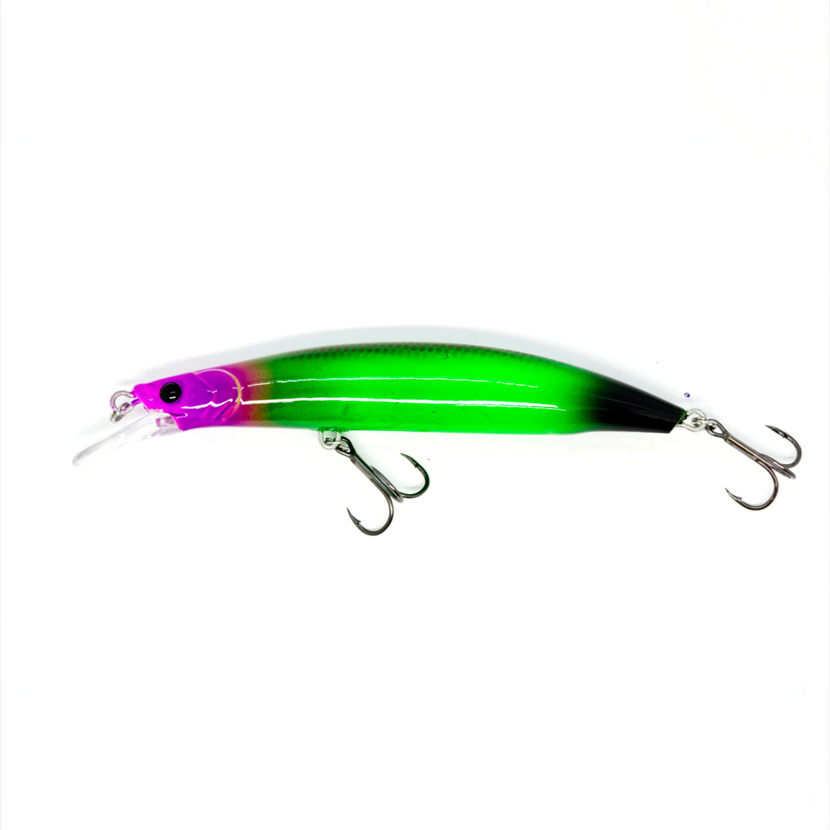 Fish-ing.net KG Nachträuber Wobbler in Grün und Pink mit Long-Cast-System für Zander, 135mm, langsam sinkend