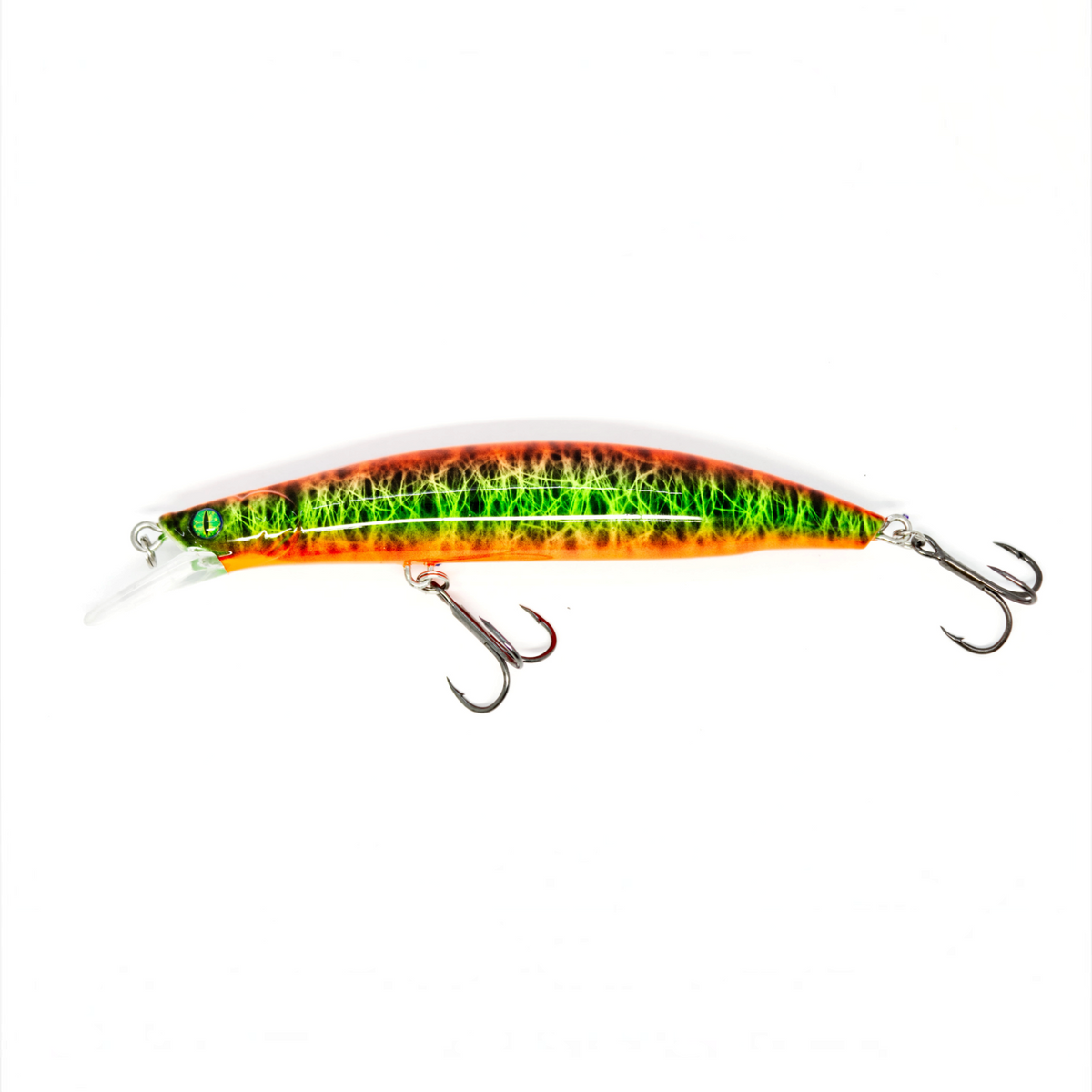 Fish-ing.net KG Nachträuber Wobbler in Orange-Grün mit Long-Cast-System für Zander beim Nachtangeln