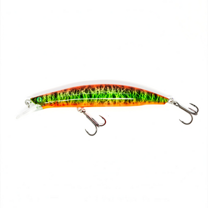 Fish-ing.net KG Nachträuber Wobbler in Orange-Grün mit Long-Cast-System für Zander beim Nachtangeln