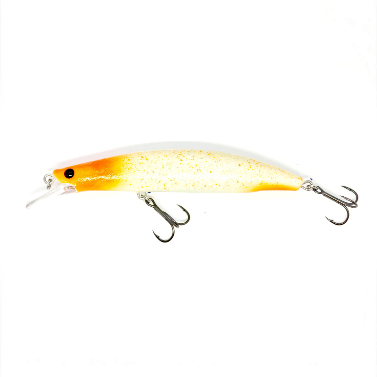 Fish-ing.net KG Nachträuber Wobbler in Weiß und Orange mit Long-Cast-System für Zander beim Nachtangeln