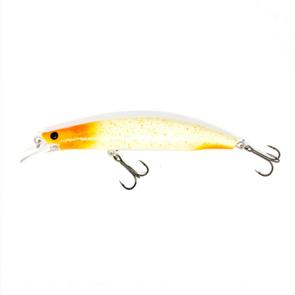 Fish-ing.net KG Nachträuber Wobbler in Weiß und Orange mit Long-Cast-System für Zander beim Nachtangeln
