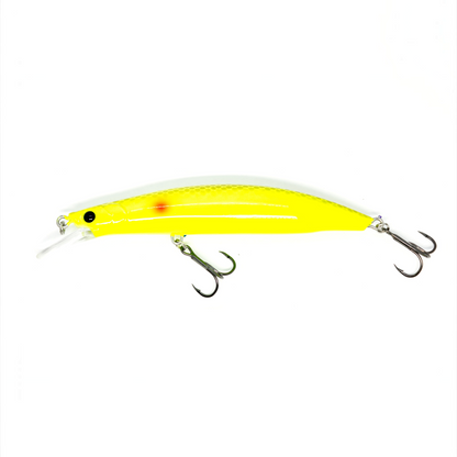 Fish-ing.net KG Nachträuber Wobbler in Gelb mit Long-Cast-System und Edelstahlachse für Zander