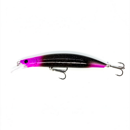 Fish-ing.net KG Nachträuber Wobbler in Schwarz und Pink mit Glitzer-Finish für weite Würfe beim Zanderangeln
