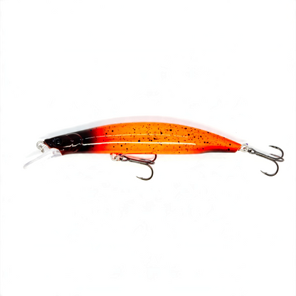 Fish-ing.net KG Nachträuber Wobbler in Orange-Schwarz mit Long-Cast-System für Zander beim Nachtangeln