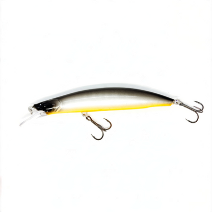 Fish-ing.net KG Nachträuber Wobbler in Silber und Gelb mit Long-Cast-System für Zanderangeln