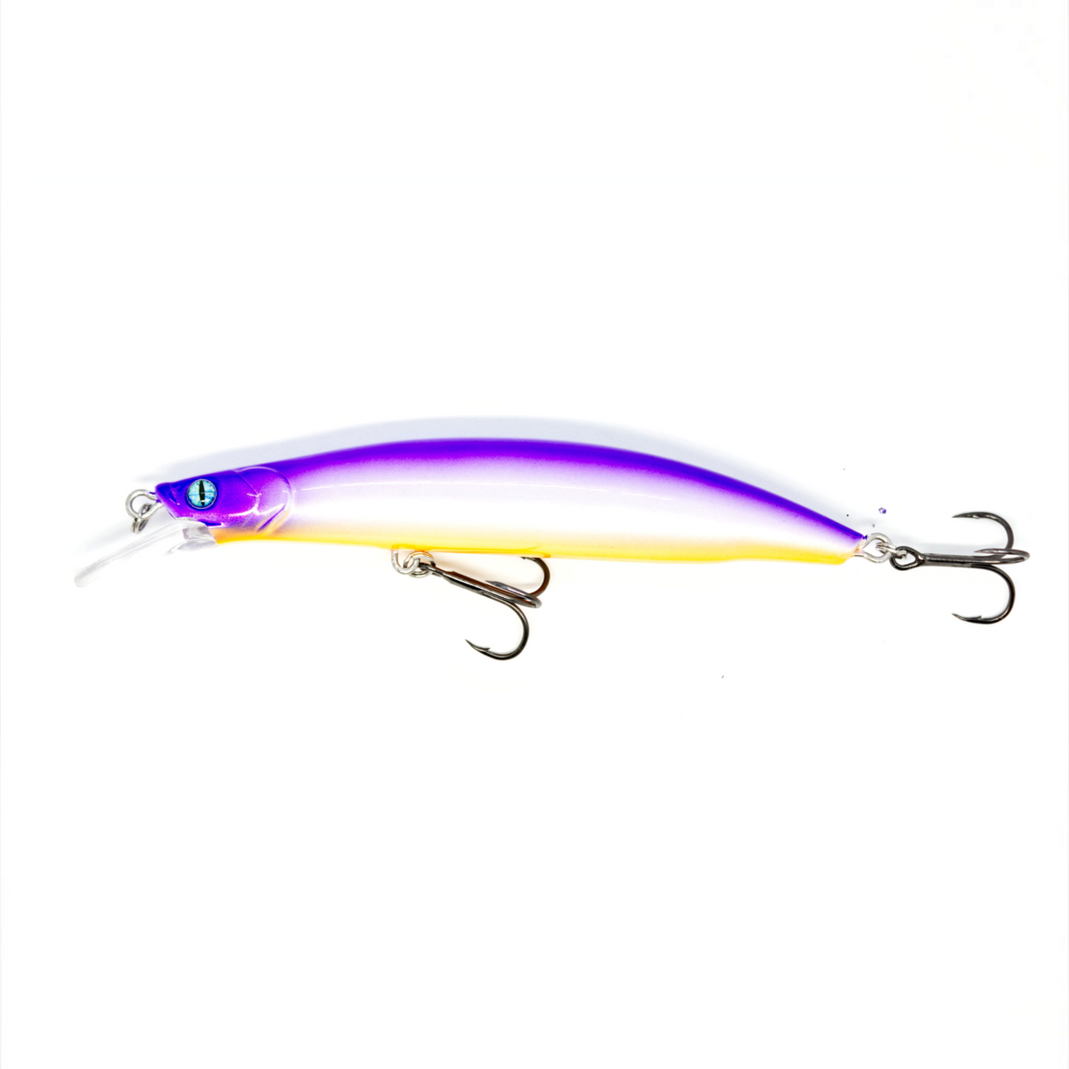 Fish-ing.net KG Nachträuber Wobbler in Lila und Gelb mit Long-Cast-System für Zanderangeln