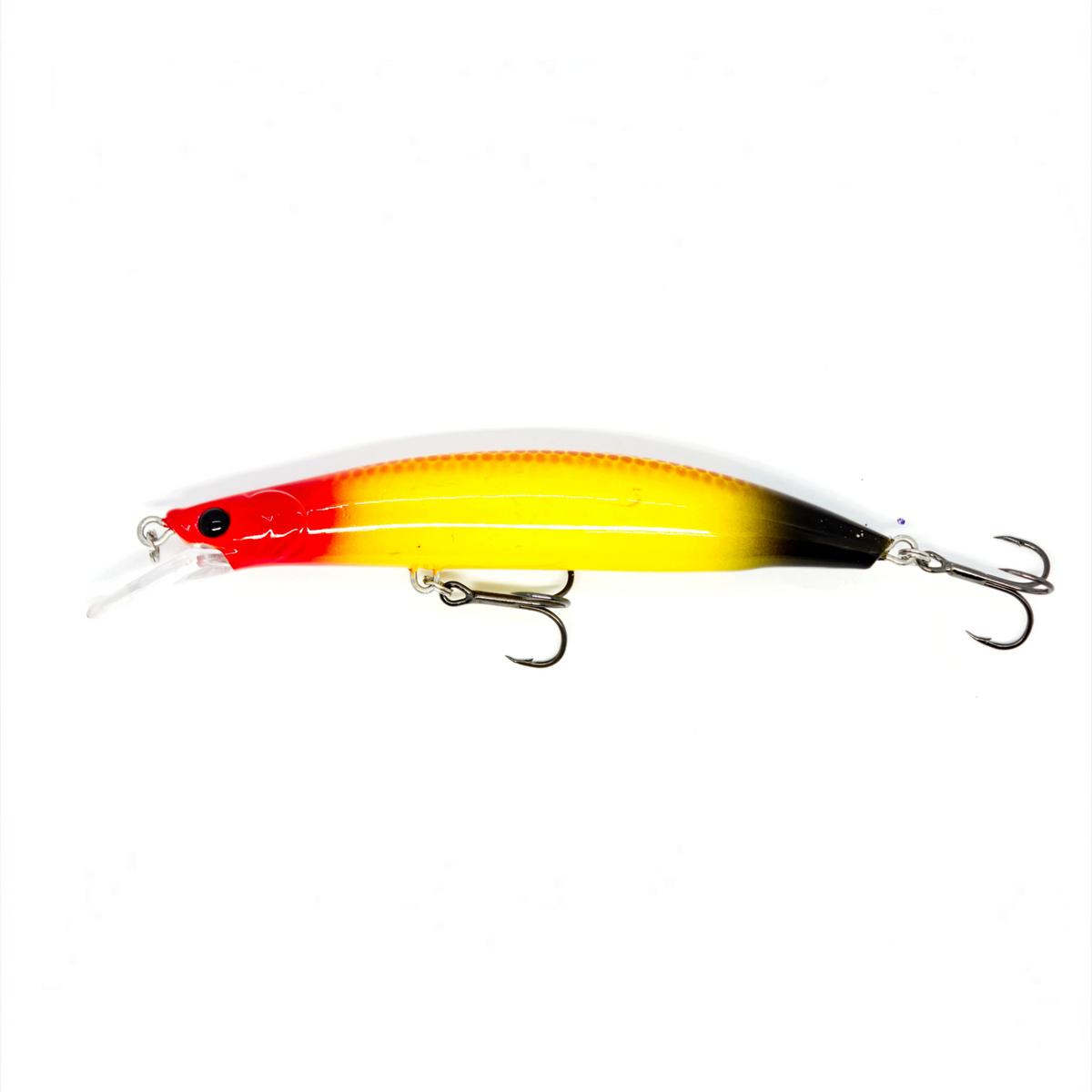 Fish-ing.net KG Nachträuber Wobbler in Gelb-Rot-Schwarz mit Long-Cast-System für Zander beim Nachtangeln