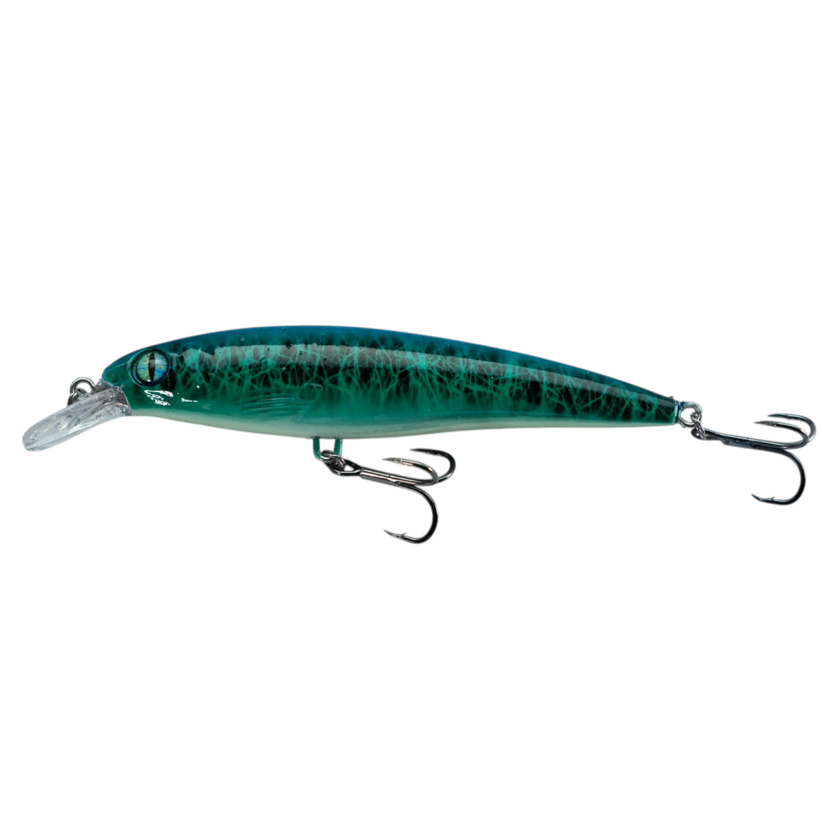 Fish-ing.net KG DONAURÄUBER-Z schwimmender Wobbler in Blau-Grün mit Long-Cast-System für Raubfische