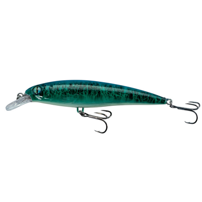 Fish-ing.net KG DONAURÄUBER-Z schwimmender Wobbler in Blau-Grün mit Long-Cast-System für Raubfische