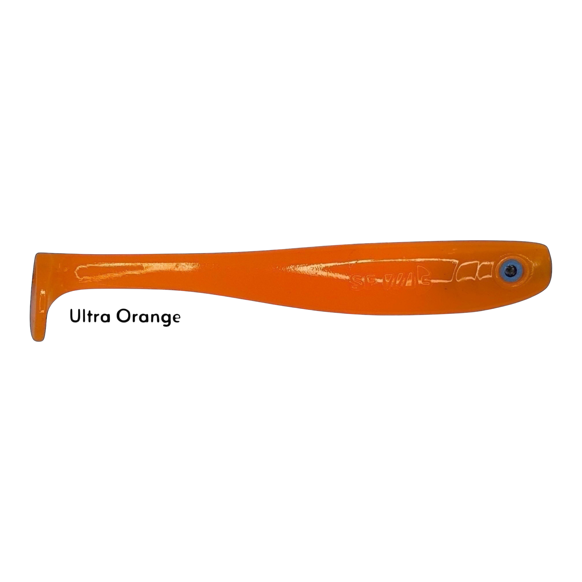 Fish-ing.net KG Shrady 14cm modular soft bait in Ultra Orange with screw-in jig system for predator fishing