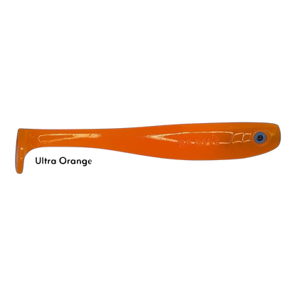 Fish-ing.net KG Shrady 14cm modular soft bait in Ultra Orange with screw-in jig system for predator fishing