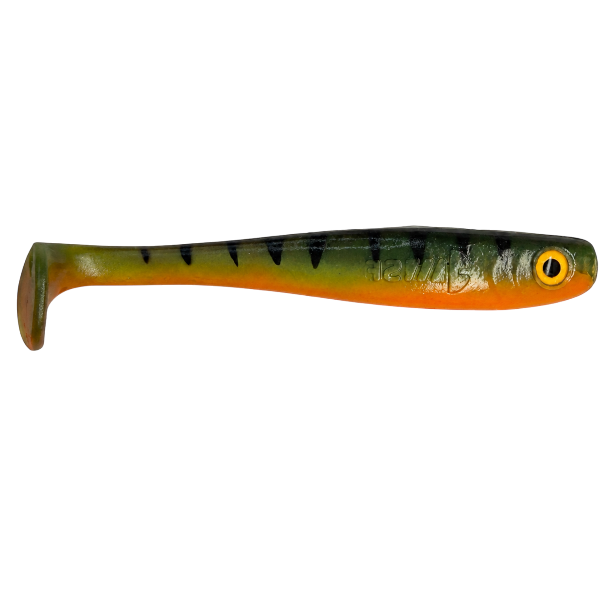 Fish-ing.net KG Shrady 10cm modular soft plastic fishing lure with perch pattern and screw-in jig system