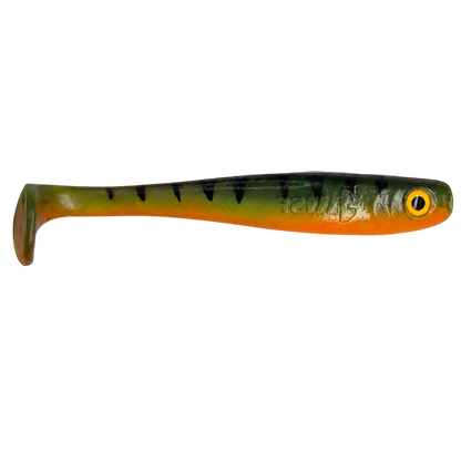Fish-ing.net KG Shrady 10cm modular soft plastic fishing lure with perch pattern and screw-in jig system