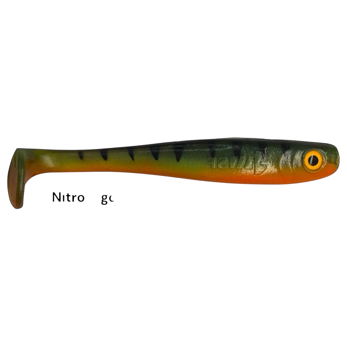 Fish-ing.net KG Shrady 10cm modular soft lure in perch pattern with orange belly and black stripes for predator fishing