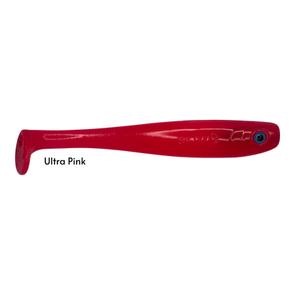 Fish-ing.net KG Shrady 14cm modular soft bait in Ultra Pink with a realistic blue eye for predator fishing