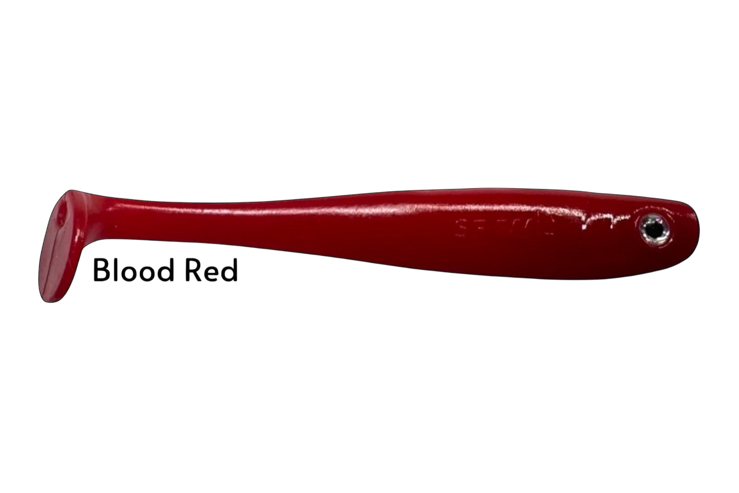 Fish-ing.net KG Shrady 12cm modular soft plastic fishing lure in blood red with integrated screw system.