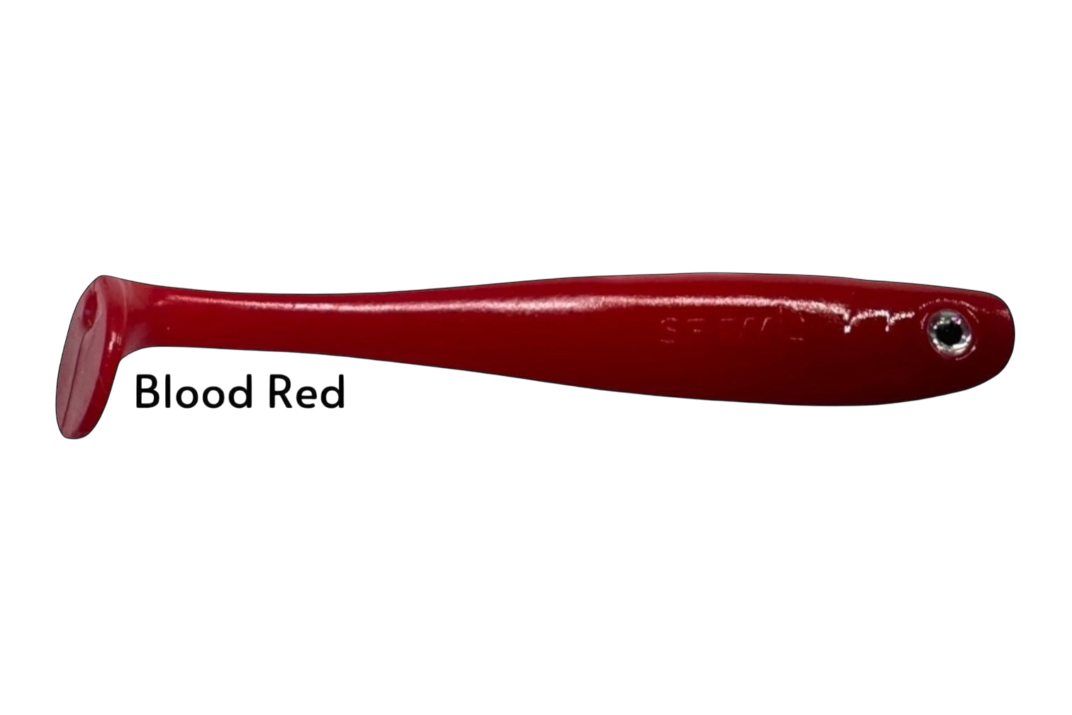 Fish-ing.net KG Shrady 12cm modular soft plastic fishing lure in blood red with integrated screw system.