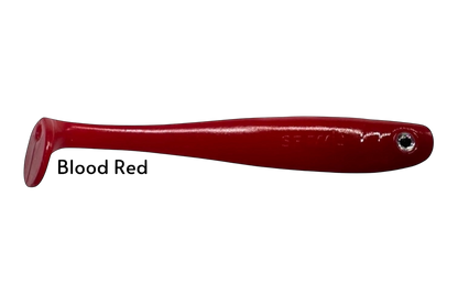 Fish-ing.net KG Shrady 12cm modular soft plastic fishing lure in blood red with integrated screw system.