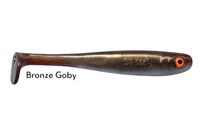 Fish-ing.net KG Shrady 12cm bronze goby soft plastic fishing lure with orange eye