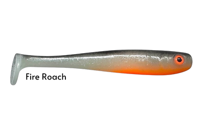 Fish-ing.net KG Shrady 12cm soft plastic fishing lure in Fire Roach color, with integrated screw system.