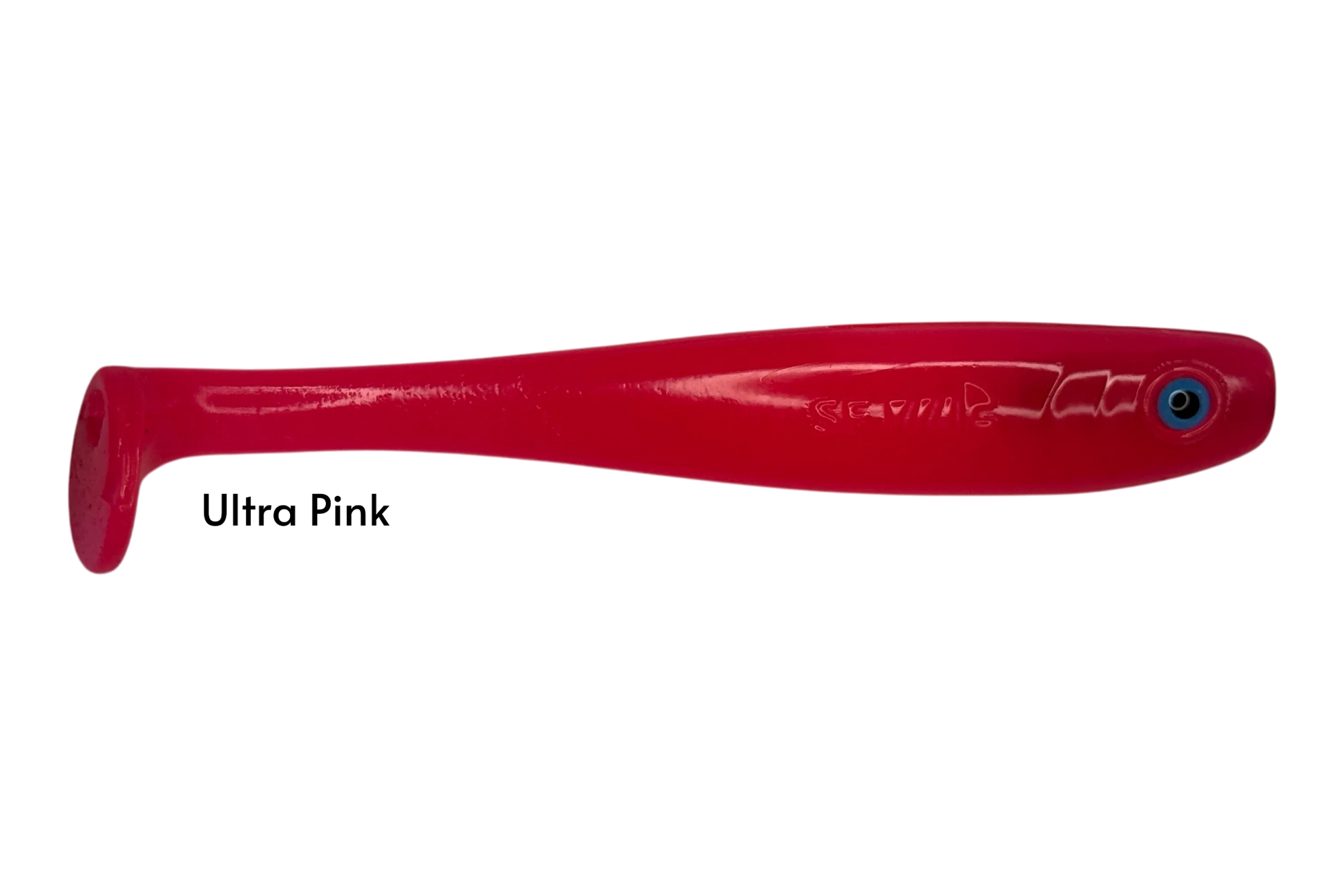 Fish-ing.net KG Shrady 14cm bright pink soft plastic fishing lure with blue eye detail