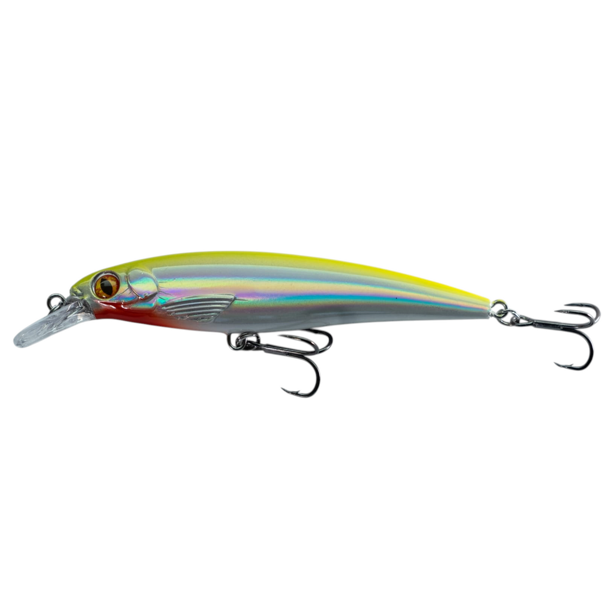 Fish-ing.net KG DONAURÄUBER-Z schwimmender Wobbler in Silber und Gelb mit Long-Cast-System für Raubfische