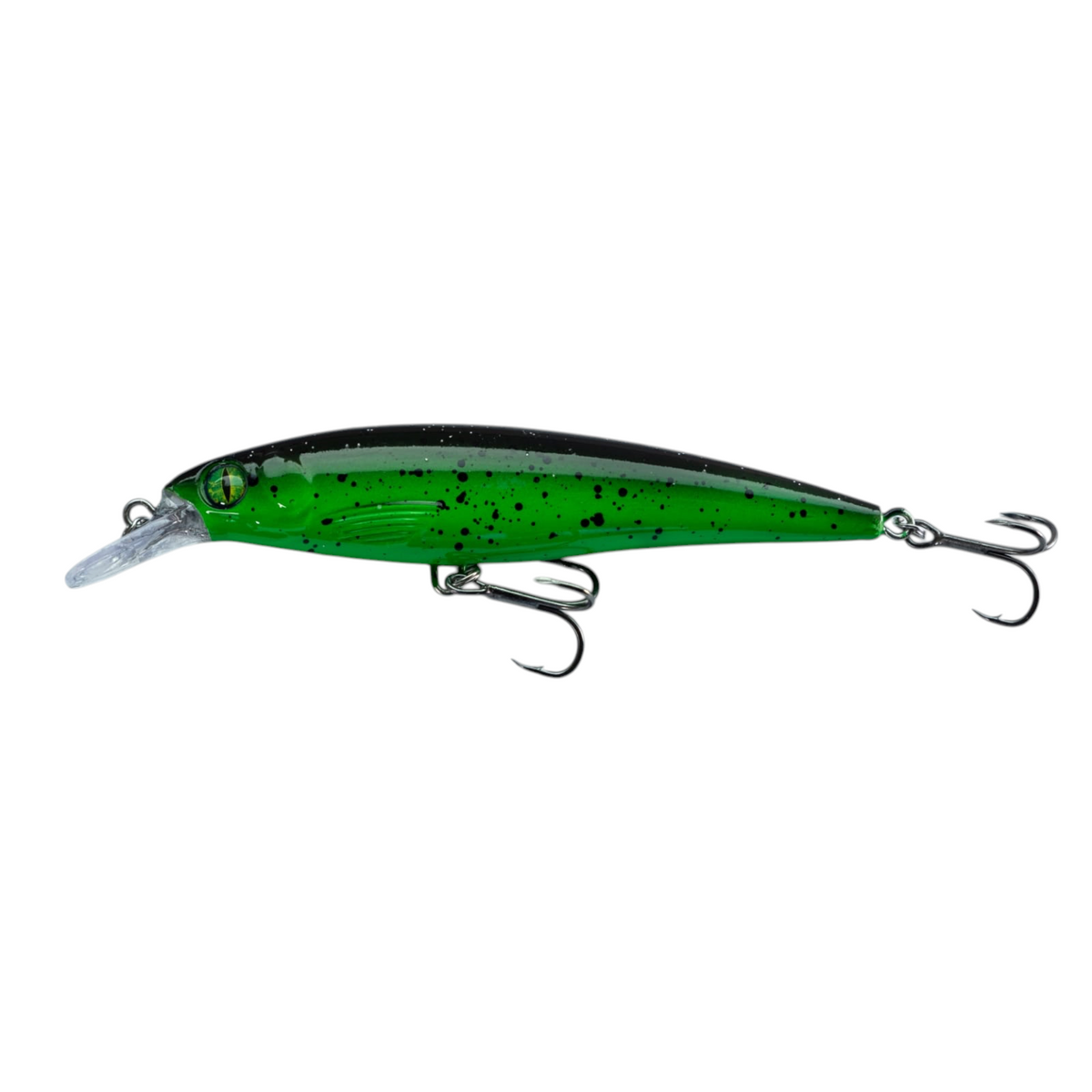 Fish-ing.net KG DONAURÄUBER-Z schwimmender Wobbler in Grün und Schwarz mit Long-Cast-System für Raubfische