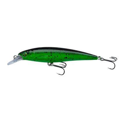Fish-ing.net KG DONAURÄUBER-Z schwimmender Wobbler in Grün und Schwarz mit Long-Cast-System für Raubfische